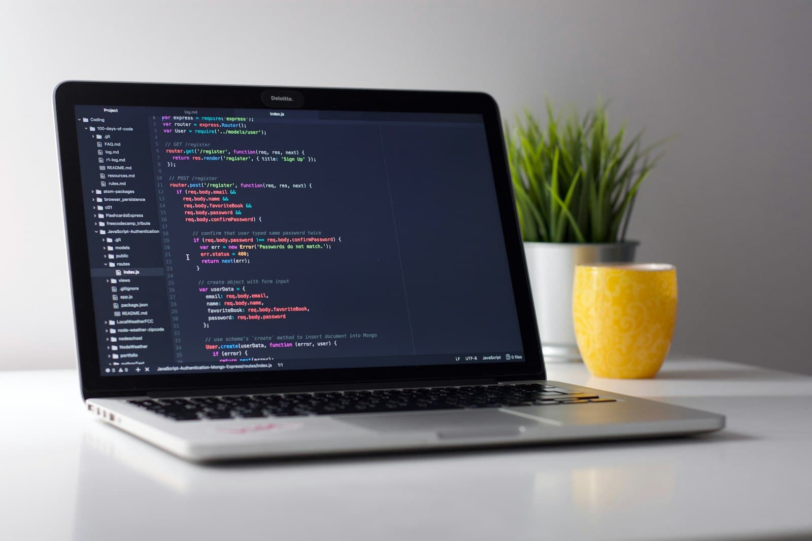 A modern desk setup with a clean browser window